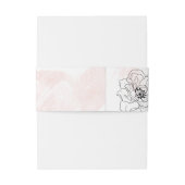 Soft Blush Waterverf met Elegante Zwarte Bloemen Uitnodigingen Wikkel (Achterkant Voorbeeld)