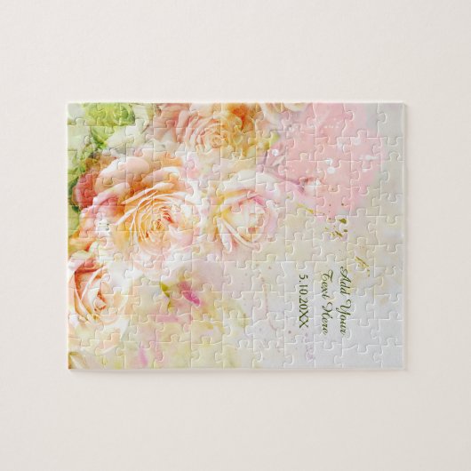 Soft Blush Waterverf Roos Bloemen Legpuzzel (Horizontaal)