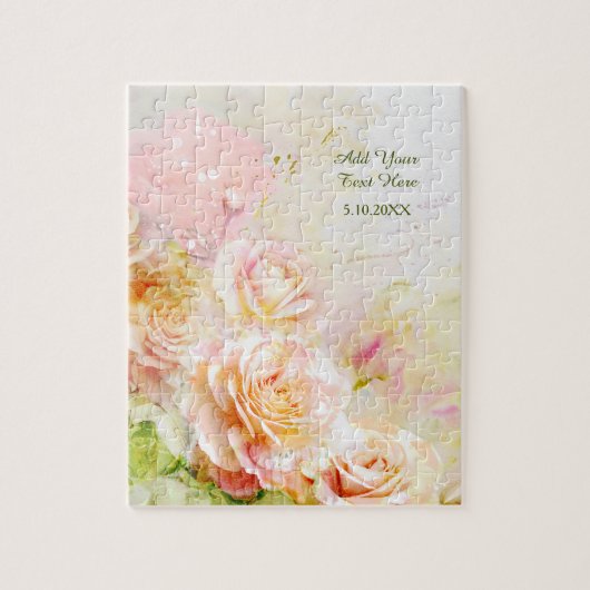Soft Blush Waterverf Roos Bloemen Legpuzzel (Verticaal)