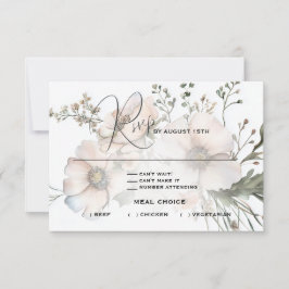 Soft Blush Waterverf Wildflower Wedding RSVP Kaartje