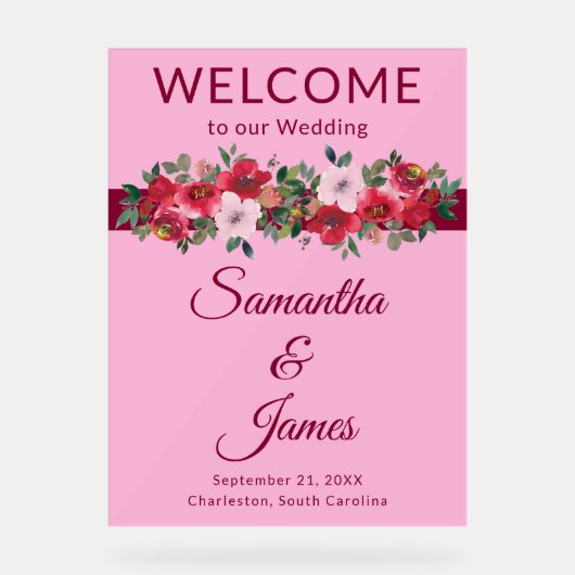 Soft Blush Welkom voor romantische recepties Acryl Bord (Voorkant)