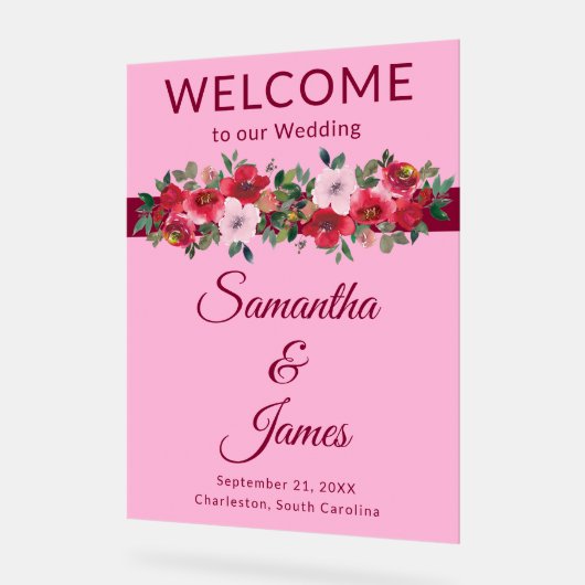 Soft Blush Welkom voor romantische recepties Acryl Bord (Hoek)