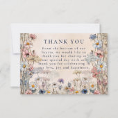 Soft Bohemian Floral Meadow Wedding Bedankkaart (Voorkant)