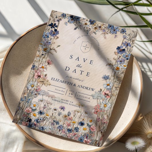 Soft Bohemian Floral Meadow Wedding Save The Date