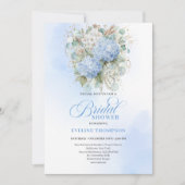 Soft Boho Blue Floral Bridal Shower Gold Invitatio Kaart (Voorkant)