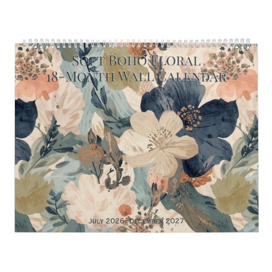 Soft Boho Floral 18-Month Wall Calendar Kalender (Hoes)