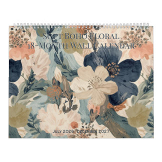 Soft Boho Floral 18-Month Wall Calendar Kalender