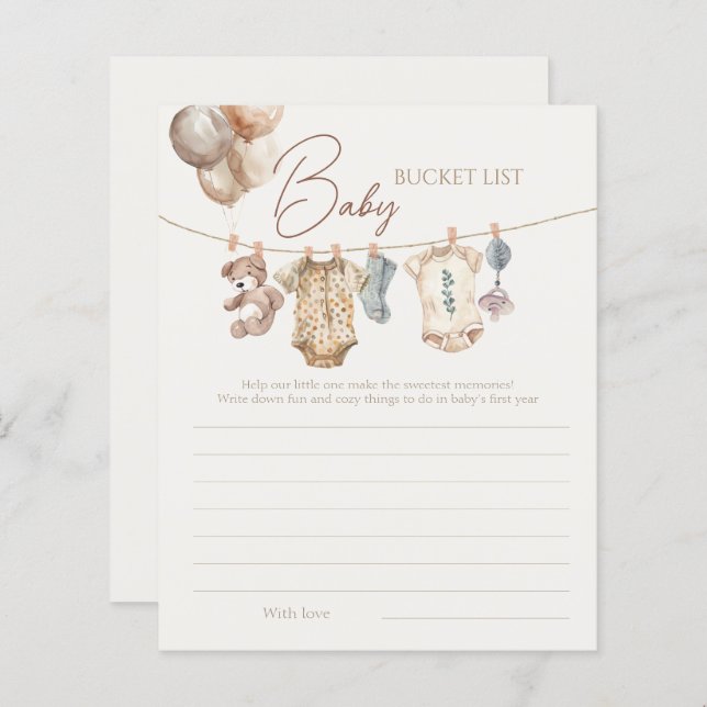 Soft Boho Neutral Baby Clothes Baby Bucket List (Voorkant / Achterkant)