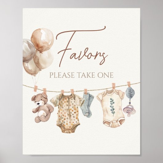 Soft Boho Neutral Baby Clothes Baby shower Favorie Poster (Voorkant)