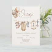 Soft Boho Neutral Baby Clothes Baby shower Kaart (Staand voorkant)