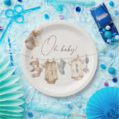 Soft Boho Neutral Baby Clothes Baby shower Papieren Bordje (Feest)