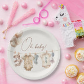 Soft Boho Neutral Baby Clothes Baby shower Papieren Bordje (Feest)