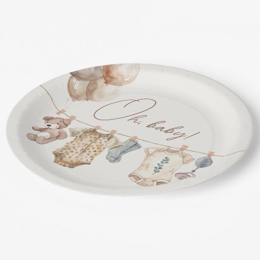 Soft Boho Neutral Baby Clothes Baby shower Papieren Bordje (Gekanteld)