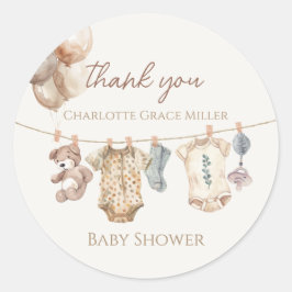 Soft Boho Neutral Baby Clothes Baby shower Ronde Sticker