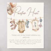 Soft Boho Neutral Baby Clothes Pacifier Hunt Poster (Voorkant)