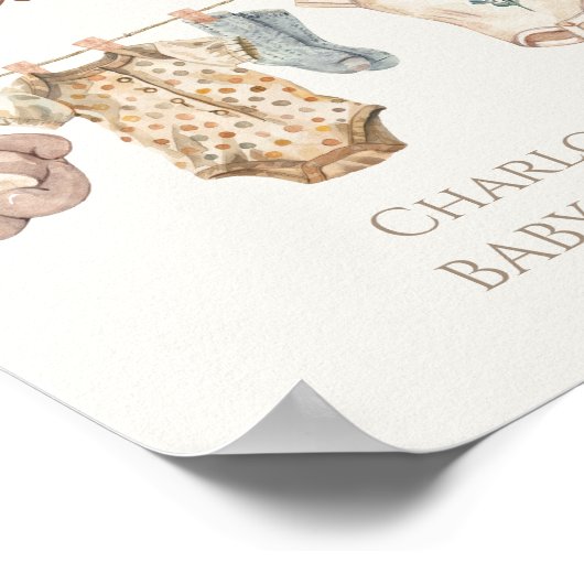 Soft Boho Neutral Baby Clothes Welkom Teken Poster (Hoek)