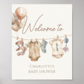 Soft Boho Neutral Baby Clothes Welkom Teken Poster (Voorkant)