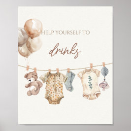 Soft Boho Neutral Babykleding Baby shower Drinken Poster