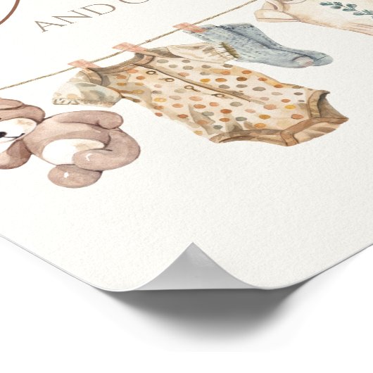 Soft Boho Neutral Babykleding Kaarten en geschenke Poster (Hoek)