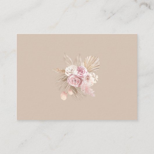 Soft Boho Pampas grass Pink Flowers Diaper Raffle Informatiekaartje (Achterkant)