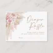 Soft Boho Pampas grass Pink Flowers Diaper Raffle Informatiekaartje (Voorkant)