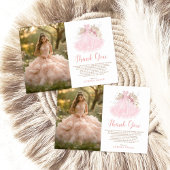 Soft Boho Roze Quinceañera Jurk Foto Bedankkaart