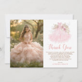 Soft Boho Roze Quinceañera Jurk Foto Bedankkaart (Voorkant)
