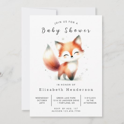 Soft Boho Style Fox Baby shower Kaart (Voorkant)