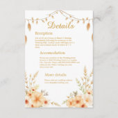 Soft Boho Tone Perzik Bloemen bruiloft Informatiekaartje (Voorkant)