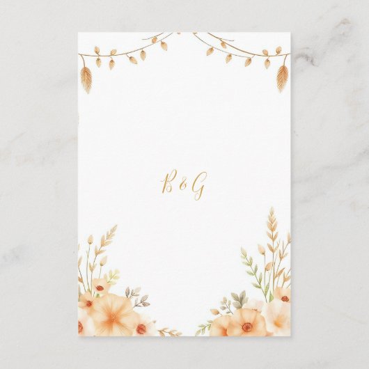 Soft Boho Tone Perzik Bloemen bruiloft Informatiekaartje (Achterkant)