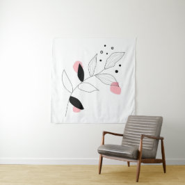Soft Botanica – Minimalistische bladlijn kunst met Wandkleed