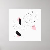Soft Botanica – Minimalistische bladlijnkunst met  Canvas Afdruk (Voorkant)