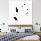 Soft Botanica – Minimalistische bladlijnkunst met  Canvas Afdruk (Insitu (Slaapkamer))