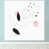 Soft Botanica – Minimalistische bladlijnkunst met  Canvas Afdruk (Insitu (Houten vloer))