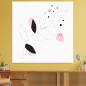 Soft Botanica – Minimalistische bladlijnkunst met Canvas Afdruk (Insitu (Woonkamer))