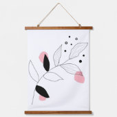 Soft Botanica – Minimalistische bladlijnkunst met Hangend Wandkleed (Voorkant)