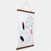 Soft Botanica – Minimalistische bladlijnkunst met Hangend Wandkleed (Gebogen)