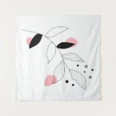 Soft Botanica – Minimalistische bladlijnkunst met Wandkleed (Voorkant (horizontaal))