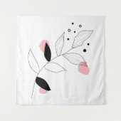 Soft Botanica – Minimalistische bladlijnkunst met Wandkleed (Voorkant)