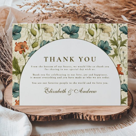 Soft Botanical Arch Garden Wedding Bedankkaart