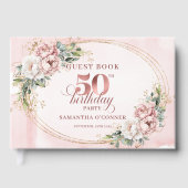 Soft Botanical Blush 50th Birthday Guest Book Gastenboek (Voorkant)
