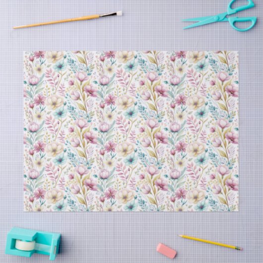 Soft Botanical Easter Flower Design Tissuepapier (Craft)