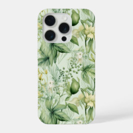 Soft Botanical Green Floral Serenity Phone Case iPhone 15 Pro Case