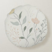 Soft Botanical – Minimal Pastel Wildflower Rond Kussen (Achterkant)