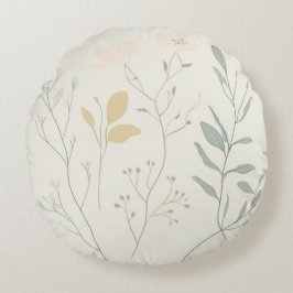 Soft Botanical Pillow – Minimal Pastel Floral Rond Kussen
