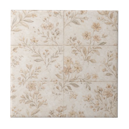 Soft Botanical Seamless Timeless Ceramic Tile Tegeltje (Voorkant)