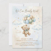Soft Brown and Sage Balloon Teddy Bear Baby Shower Kaart (Voorkant)
