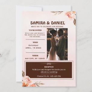 Soft Brown en Cream Rustic Floral Foto Kaart