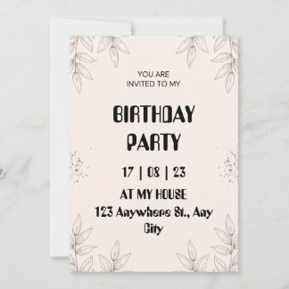 Soft Brown Leaf Birthday Invitation Kaart