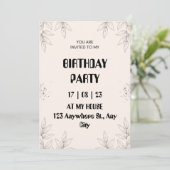 Soft Brown Leaf Birthday Invitation Kaart (Staand voorkant)